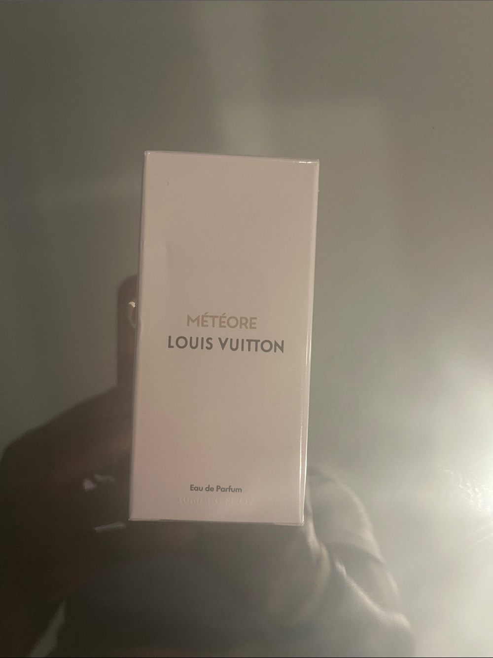 Louis Vuitton Météore Box in White with Gold Text